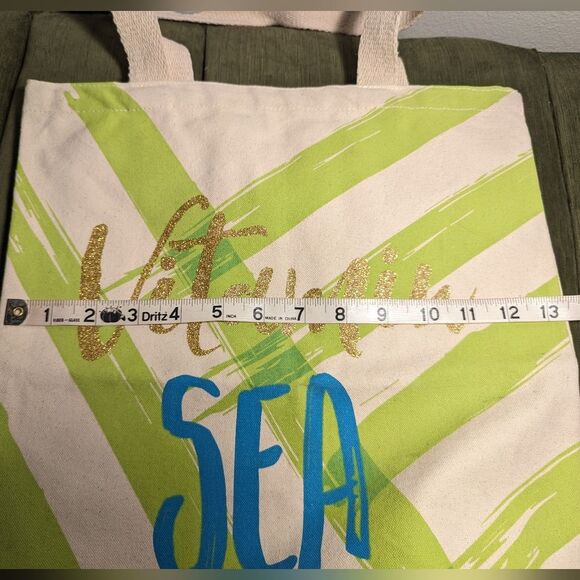 Mud Pie Vitamin Sea Tote Canvas Beach Bag - Picture 6 of 10